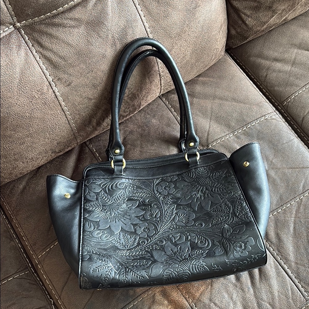 SOLD!! RARE VINTAGE 19:69 Versace Italia Black Textured Shoulder Bag